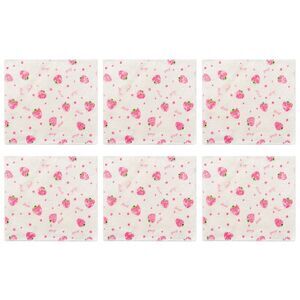 6 Pack Reusable and Washable Dish Rags Absorbent 10" x 12" Strawberry